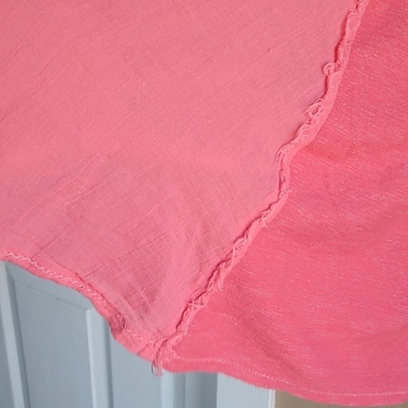 Free People Oversized Flowy Gossy Boho Tunic Pink Distressed cotton Top Size L, - Picture 4 of 10